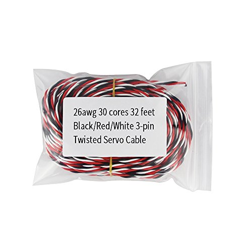 OliYin 32 feet 26AWG 26# Twist Servo Extension Cable Futaba Twisted Wire Lead for RC Airplane Accessories