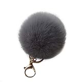 Raylans Faux Soft Fluffy Rabbit Fur Ball Car Pompom Keychain Handbag Pendant (10cm)
