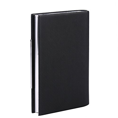 Leather & Metal Professional Business Card Case Credit Card Wallet Holder For Men Women,UBaymax Name Card Pocket Carrier with Magnetic Shut Black - Thumbnail 3