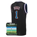 AFLGO Bugs Space Jam Jersey Basketball Jersey Include Set GLOW IN THE DARK Wristbands S-XXL Black