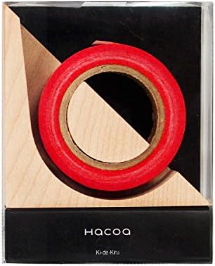 Hacoa MT-tile Wooden Tape Dispencer with Original Washi Masking Tape with Wood Pattern Printed (Orange)