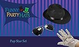 Set of 3 - Fedora Hat Sequin Glove And Sunglasses by Funny Party Hats (Fedora Hat Sequin Glove And Black Sunglasses)
