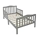 Bonnlo Contemporary Wooden Toddler Bed Sturdy Bedframe with Guard Rail Bedroom Furniture for Kids Children – Gray