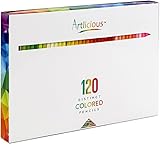 Artlicious - 120 Premium Distinct Colored Pencils for Adult Coloring Books - Bonus Sharpener - Color Names on Pencils