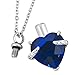 Lantern Low LuckyJewelry September Birthstone Cremation Necklace for Ashes Heart Blue Crystal Memorial Keepsake Jewelry