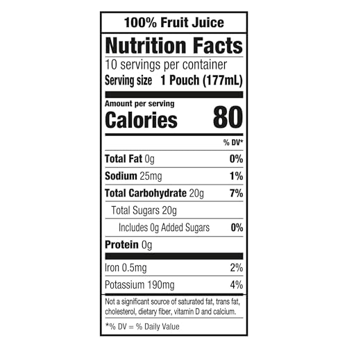 CAPRI SUN 100% JUICE APPLE ALL-NATURAL JUICE FROM CONCENTRATE WITH ADDED INGREDIENTS, 10 CT BOX, 6 FL OZ POUCHES