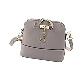 New Women Messenger Bags Vintage Small Shell Leather Handbag Casual Bag (Gray)