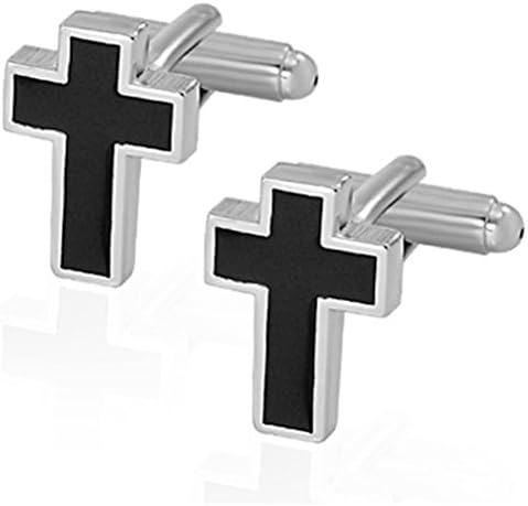 Men's Cufflinks Cross Christian Black Silver Copper Wedding Shirt Suit Jewelry