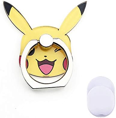 ZOEAST(TM) Phone Ring Grip Raichu Pokeball Universal 360° Adjustable Holder Car Hook Stand Stent Mount Kickstand Compatible with iPhones Samsung Galaxy Android Pad Tablet (Yellow Pika)