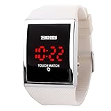 GOHUOS Touch Screen Digital Watches,LED Big Dial Watch, Waterproof Fashion Sport Wristwatches for Men Women Unisex (White)