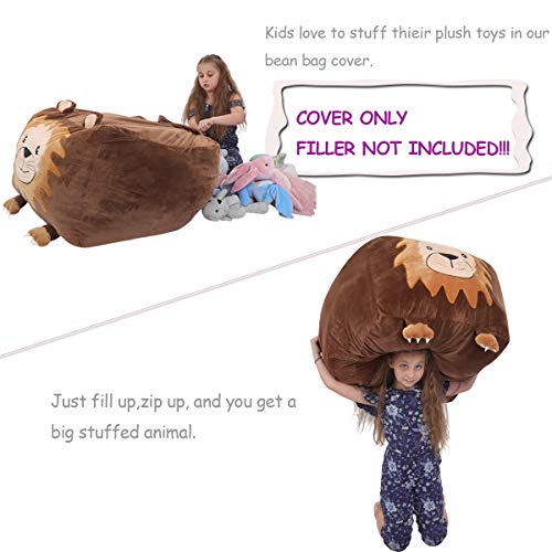 Youngeyee Giant Lion Stuffed Animal Storage Kids Bean Bag Chair Cover, 24x24x20 Inches Velvet Toy Or - //coolthings.us