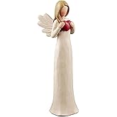 DurableDelights Resin Angel Figurine Cream Angel Statues Holding Heart Hand Painted for Home Decoration Best Gifts for Your Mother Sister 7.48" H
