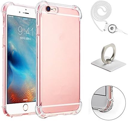 iPhone 5s Case, for Apple iPhone 5s Crystal Clear Shock Absorption Technology Bumper Camera Protection Soft TPU Cover with Ring Holder and Neck Lanyard Case for iPhone 5s - Clear