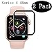 [2-Pack] Apple Watch Serie 4 44MM Screen Protector, EcoPestuGo [9H Hardness] [Anti-Scratches] [Anti-Fingerprint] Tempered Glass Screen Protector Film Compatible Watch Serie 4 44MM [Black]