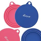 Roysili Cat Food Lid BPA Free Silicone Can Covers 3oz Can Lid for Dog Food Cans 3 Pack Blue Pink Green