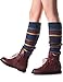 Avidlove Women Winter Leg Warmer Striped Crochet Knit Boot Socks Blue