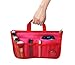 RW Collections Handbag Organizer, Liner, High Quality Nylon Multi-Pocket Purse Bag Travel Organizer Insert, 13 Compartments - Large (Red/Pink)