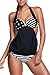 Alvaq Womens Sexy Halter Stripes Push up Tankini Top Sets Swimwear Swimsuits
