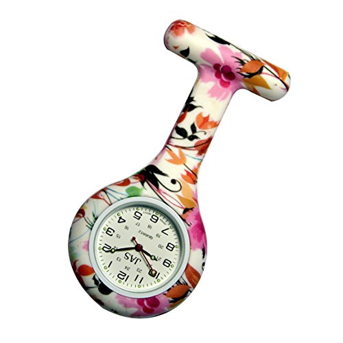 Floral Patterned Nurses Lapel Watch Silicone (Infection Control)
