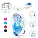 HEETA Snorkel Mask 2.0 Version 2018 New Foldable 180° Full Face Snorkel Mask Panoramic View with Camera Holder, Anti-Fog Anti Leak Easy Breath Dry Snorkel Mask for Adults Kids, (White & Blue S/M)