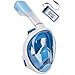 Zeeshy Full Face Snorkel Mask, 180º Panoramic View Diving Scuba Mask Easy breath with Anti-Fog and Anti-Leak with Adjustable Head Straps Design for Adults,Youth,kids ( BLUE-XS/S )