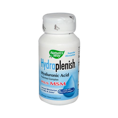 Natures Way Hydraplenish Plus MSM - 60 Vegetarian Capsules - Lubricates and Cushions Joints - Biocell Collagen