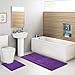 ITSOFT 2pc Non-Slip Shaggy Chenille Bathroom Mat Set, Includes 21 x 24 Inches U-Shaped Contour Toilet Mat and 21 x 47 Inches Bath Mat, Lilac