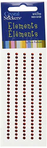 Mark Richards Elements Crystal Stickers 1661 Self-Adhesive 120-Piece Round Rhinestones Crystal Sticker Strips, 3mm, Red