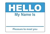 Hello My Name is Stickers Labels Nametags Visitor Sticker Badges Write on Adhesive Color Simple Basic Blank [Sky Blue] -2-5/16