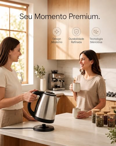 Chaleira Eletrica Inox 1,8L Desligamento Automatico Base 360 Aquecimento Rapido Cha Cafe Escolha 220V (220V)