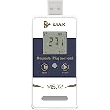 IDIAK M502 USB Temperature Data Logger Temp/Humidity Recorder with PDF and Excel (Reusable) Refrigerator Thermometer 14400 Po