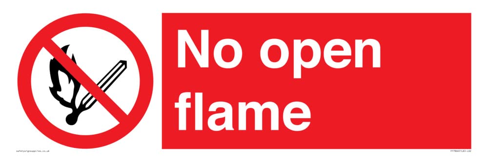 No open flame Sign - 600x200mm - L62