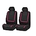 FH Group Car Seat Covers Unique Flat Cloth Full Set Automotive Seat Covers Front Set and Rear Solid Bench Burgundy Black Seat Covers w. Gift Universal Fit Interior Accessories for Cars Trucks and SUVs