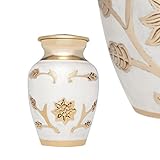 Mini Keepsake Urn • Miniature Funeral Cremation Urn fits Small Amount of Ashes • Lisette White Model • 3 inches Tall