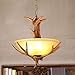 KunMai Faux Antler 3 Lights Kitchen Island Pendant Light Chandelier Foyer Hanging Light Fixtures with Frosted Glass Bowl Shade