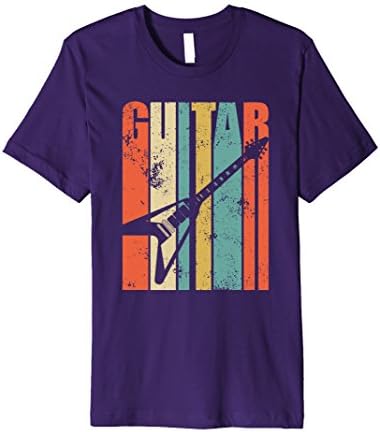 Mens Vintage Electric Guitar Silhouette T-Shirt 2XL Purple