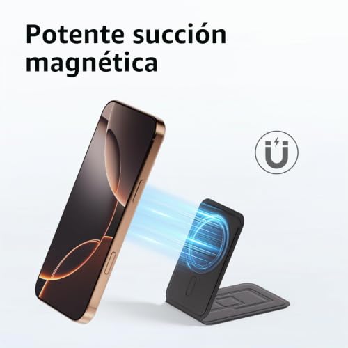 Bettdow Trípode Magnético para iPhone 17/16/15/14/13/12, Soporte de Trípode Portátil con Tarjetero para Autoligar, Surf, Fotografía Macro, Videollamadas, Negro