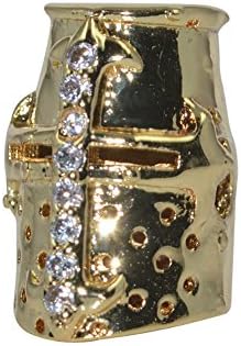 DongStar Jewelry Premium Cooper Paved Cubic Zirconia Crystal Armor Mask Face Jewelry Bracelet Connector (Gold)