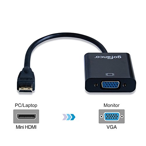 gofanco Active Mini HDMI to VGA Converter (Black) with Micro USB Power  Cable for Mini HDMI Enabled Ultrabooks, notebooks, Tablets, Cameras