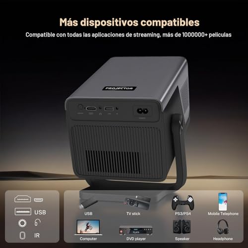[2000 ANSI / 1080P UHD Native / AI Visual Calibration] Projector with 8K/4K Support, X7 Smart Projector with Android 14, Auto Focus and Correction, Hi-Res Audio, WiFi 6 & Bluetooth 5.4