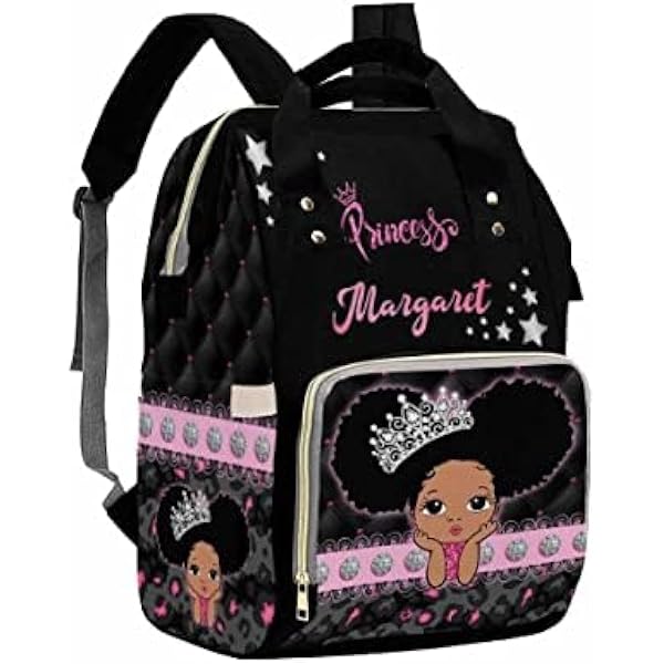 thumbnail image 2 of Custom Diaper Bags For Women Personalized African American Black Women Nappy Bags For Women Customized Pink Travel Casual Mummy Backpack For Newborn Gift 2 of 11
