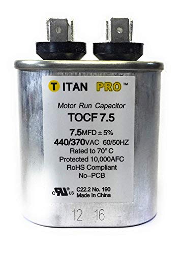 Motor Run Capacitor, 7.5 MFD, 2-3/4 in. H