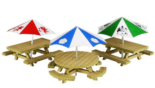 child\'s picnic table with umbrella