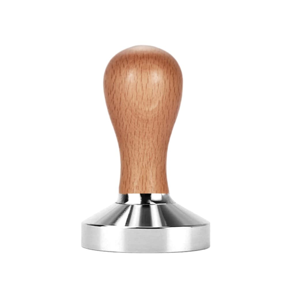 Coffee Tamper 51mm, Flat Base Espresso Coffee Tamper, Wood Handle Barista Tamper, Coffee Press Tamper, for Coffee Grounds Barista Espresso Machines Accessory