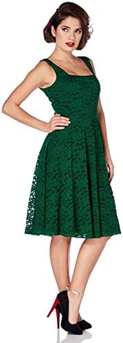 Voodoo Vixen Retro Vintage 50's Rockabilly Lace Flair Green Dress (S)