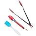 Premium 9½ and 12-Inch Stainless Steel Tongs Set With Silicone Handle & Ends + Bonus Silicone Brush - KitchenInstrument Brand