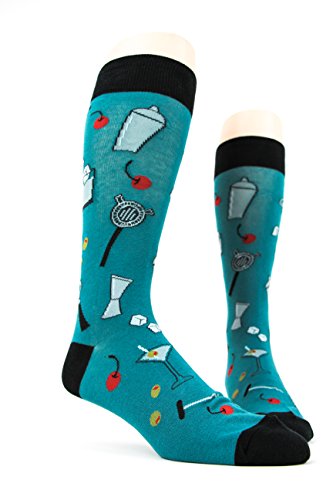 Foot Traffic, Men's Beverage-Themed Socks, Bar Tools (Shoe Sizes 7-12)