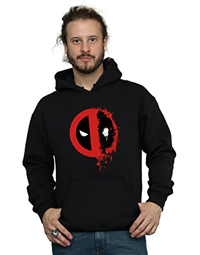 Marvel Men's Deadpool Split Splat Logo Hoodie Medium Black