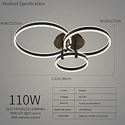 Modern LED Ceiling Light Black 110W Ultra Bright