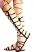 Forever Link OPEN TOE MULTI ELASTIC STRAP DESIGN SIDE ZIPPER LACE CASUAL KNEE HIGH GLADIATOR SANDALS